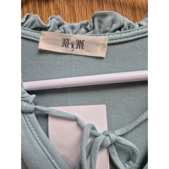 3/4 Sleeve Ruffle Tunic Top Green Women's Shirt Medium - Picture 3 of 5